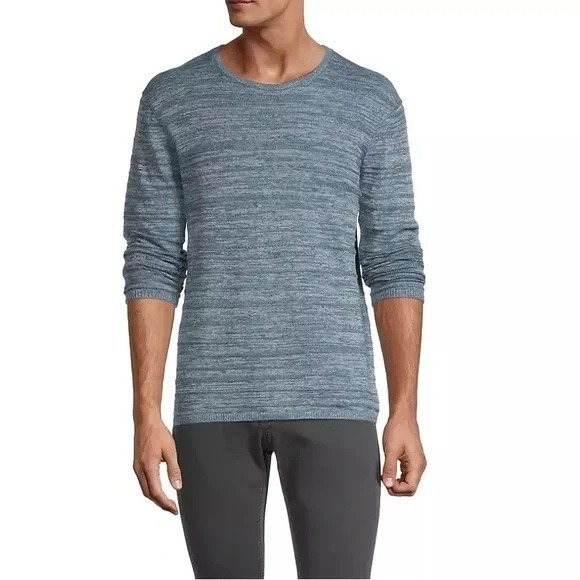 John Varvatos Other - John Varvatos Erik Textured Long Sleeve Sweater Size S Dutch Blue Linen Crew